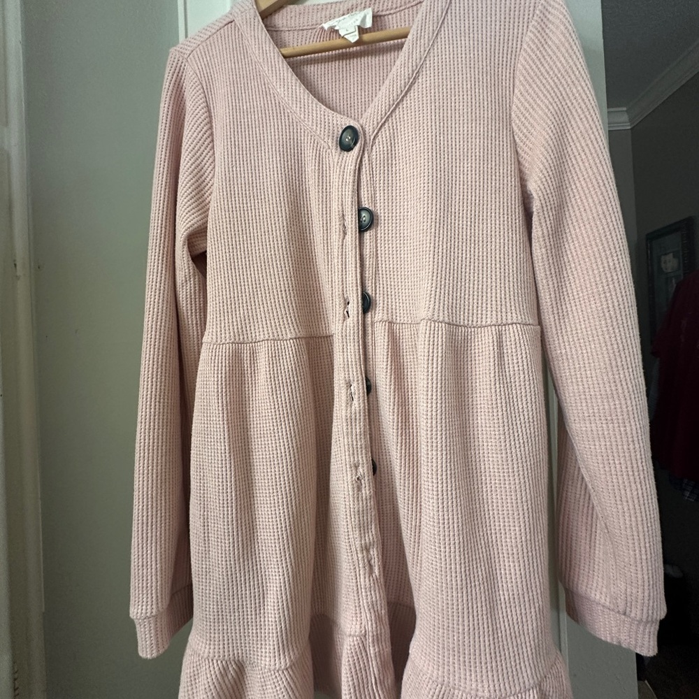 Evy’s Tree “The Sarah” Dusty Pink Button-Up Waffle Knit Cardigan